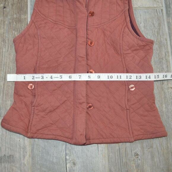Anthropologie S Rust Quilted Hooded Vest - Picture 7 of 11